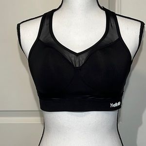 Yvette Black Mesh Sports Bra L/XL NWT